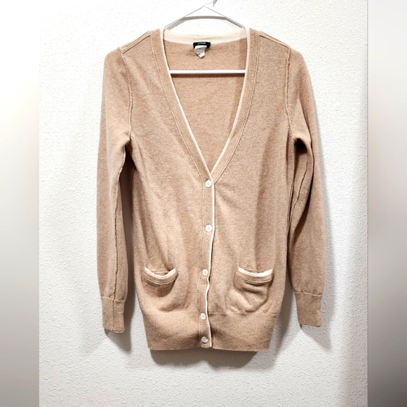 J. Crew Sweaters - J.CREW CASHMERE/WOOL V-NECK tan/cream  LONG SLEEVE CARDIGAN SWEATER S